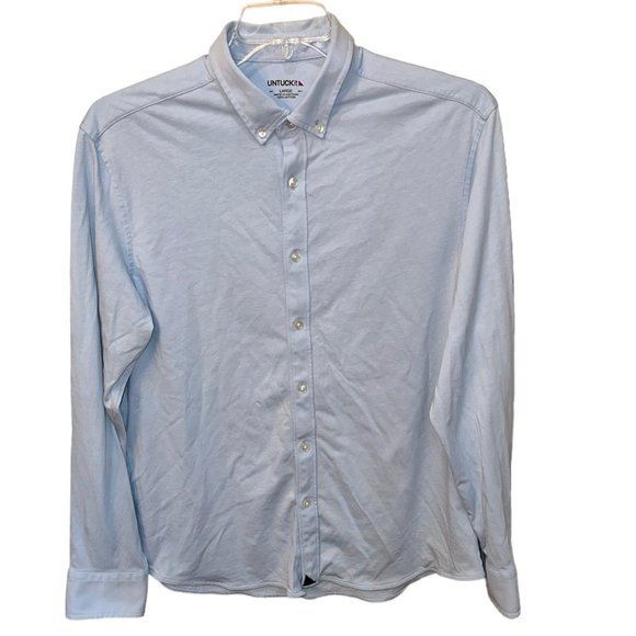 Men's‎ UNTUCKit Huber Jersey Knit Button Down Shirt Light Blue Size Large - Picture 1 of 5